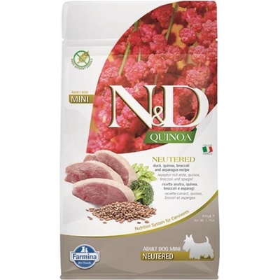 N&D Quinoa Grain Free NEUTERED Adult Dog Mini DUCK, broccoli & asparagus 3 x 7 kg