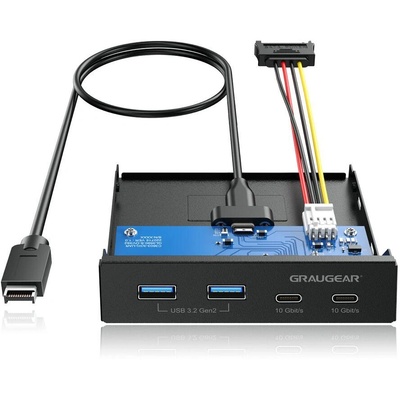 GrauGear Множество предни панели, Graugear, USB-HUB, USB 3.2, Gen2 Type-C (G-MP02)
