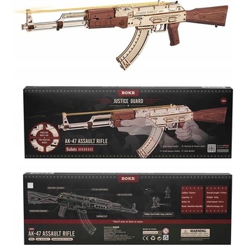 Robotime Rokr Drevené mechanické 3D puzzle AK-47 Rifle 315 ks