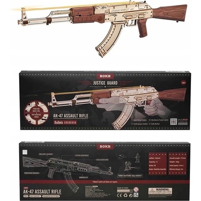 Robotime Rokr Drevené mechanické 3D puzzle AK-47 Rifle 315 ks