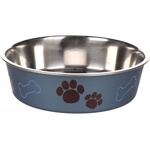 Flamingo Feeding and drinking bowl Kena Round Metallic blue Silver - иноксова купа за вода или храна - ТЪМНО СИНЯ, размер Ø17 см / 800 мл, Белгия - 1030945