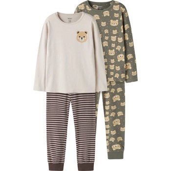Name it Детско ежедневно термо бельо Name it Kid's Nightset 2-Pack Everyday base layer - Dusty Olive Bear AOP and YD - размер 86/92 (EU) (714-2116-0111)