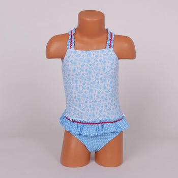 Image 1 of Цял детски бански в синьо с фигурки