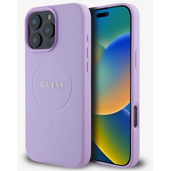 GUESS PU зърнесто класическо лого MagSafe заден капак за iPhone 16 Pro Max лилав Guess | Lilav | ЖЕНИ | UNI
