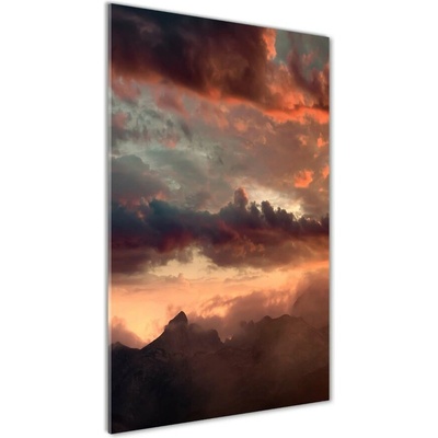 Vertikálny foto obraz sklenený Západ slnka hory 50x100 cm