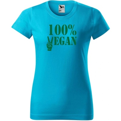 DOBRÝ TRIKO Dámské tričko 100% vegan zelený potisk Tmavě šedý melír