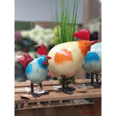 Velikonoční dekorace žlutá kovová Slepička 22*9*22 cm