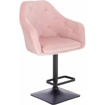 LuxuryForm Design Andora Velur na čiernej hranatej podstave svetlo ružová
