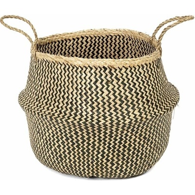 Compactor Pletený úložný košík z morskej trávy Belly 45 x 36 cm čierna L