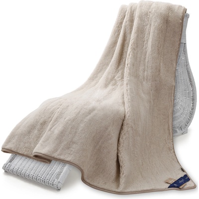 Wooline Vlnená Merino deka krémovo béžová austrálske merino 220x200