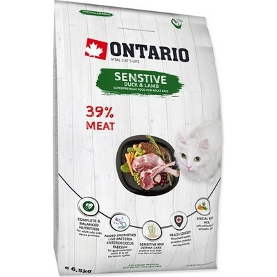 Ontario Cat Sensitive Duck & Lamb 6,5 kg