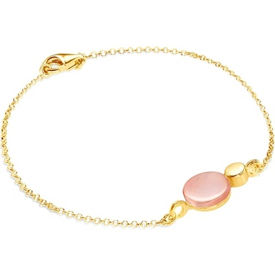 SAVICKI Позлатена сребърна гривна celebrity, розов камък 17 см