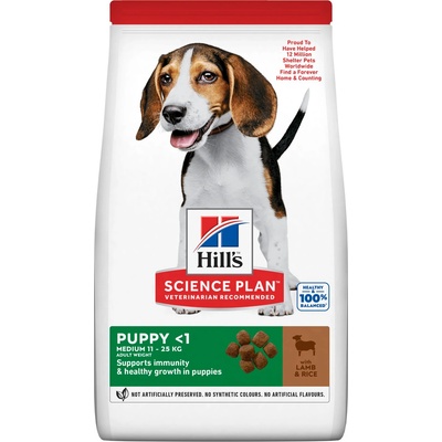Hill's Science Plan granule pre šteňatá stredných plemien s jahňacím a ryžou 2 x 14 kg