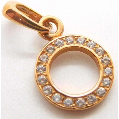 Klenoty Budín Dámský zlatý přívěsek se zirkony z růžového zlata kroužek 02647