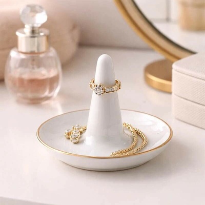 Reutter Porzelan - Porcelánový stojan na prstene so zlatou linkou 8 cm