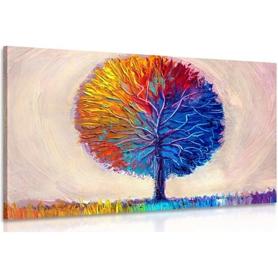 Obraz barevný akvarelový strom - 120x80