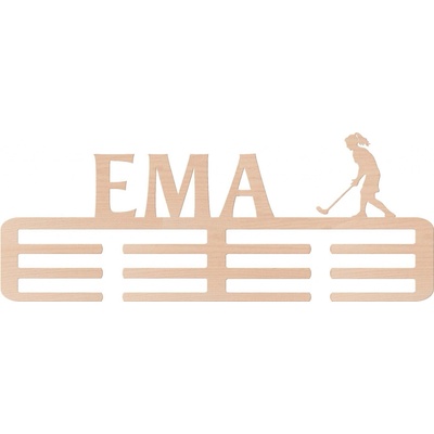 ČistéDřevo Dřevěný věšák na medaile florbal Zvolte Žena