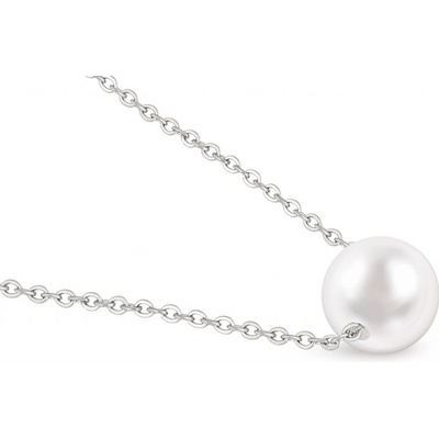 Biju Řetízek z chirurgické oceli s přívěskem bílá perla 3001827