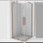 Mexen Velar Двойна плъзгаща се душ кабина 80 x 80 см, прозрачна, матирана мед (871-080-080-02-65)