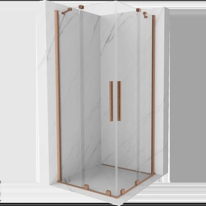 Mexen Velar Двойна плъзгаща се душ кабина 80 x 80 см, прозрачна, матирана мед (871-080-080-02-65)