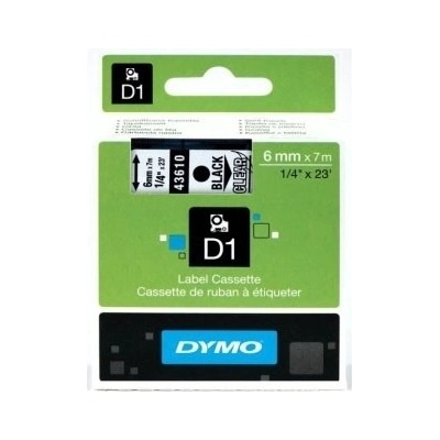 Páska Dymo D1 6 mm x 7 m, černá na čiré