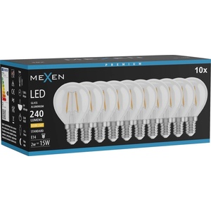 Mexen Vintis 10x LED филамент крушка E14, G45, 2W, Топла - 2700K, 240 lm, прозрачен (L156-E14-0227-00x10)