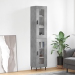 vidaXL Висок шкаф, бетонно сив, 34, 5x34x180 см, инженерно дърво (3199445)
