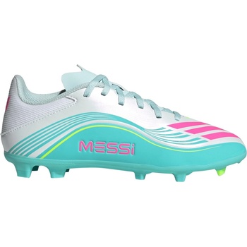 Adidas Детски футболни бутонки Adidas F50 League Childrens Firm Ground Football Boots - Wht/Pink/Blue