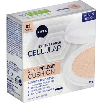 Nivea Hyaluron Cellular Filler 3v1 pečující tónovací krém make-up v houbičce 03 Tmavý 15 g
