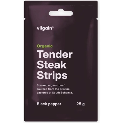 Vilgain Sušené steakové proužky BIO černý pepř 25 g