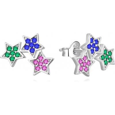 Agato Stříbrné hvězdičkové náušnice s barevnými zirkony AGT-E166PC