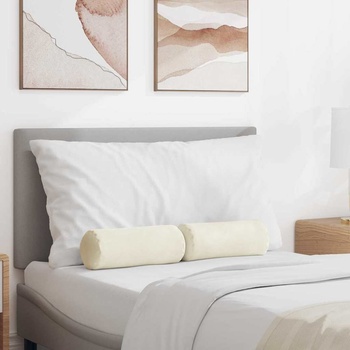 vidaXL Възглавници валяци 2 pcs Крем Ø 15 x 40 см Кордюрова тъкан (42014294)