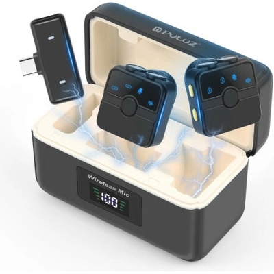 PULUZ SmartLink WS300 Magnetický lavalier bezdrôtový mikrofón s nabíjacím puzdrom, prijímačom Type-C RX a 2 mikrofónmi