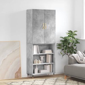 vidaXL Висок шкаф, бетонно сив, 69, 5x34x180 см, инженерно дърво (3196055)