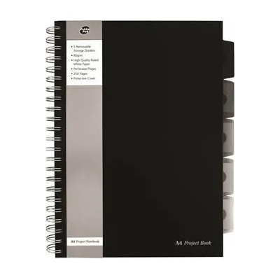 Pukka Pad Спирална тетрадка, А4, с подвързия, 125 страници, PUKKA PAD "Black project book", черна SBPROBA4 (SBPROBA4)