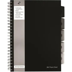 Pukka Pad Спирална тетрадка, А4, с подвързия, 125 страници, PUKKA PAD "Black project book", черна SBPROBA4 (SBPROBA4)