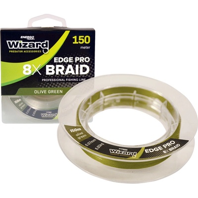 WIZARD Pletená šňůra Edge Pro 8X Braid Olive Green 150 m 0,14 mm 12,35 kg