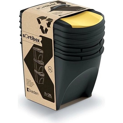 Sortibox odpadkové koše 3 x 25 l IKWB 25S3 S411 černý