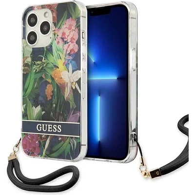 GUESS Kейс Guess GUHCP13XHFLSB за iPhone 13 Pro Max 6.7"", небесносин, твърд, Flower Strap (GUE001981-0)