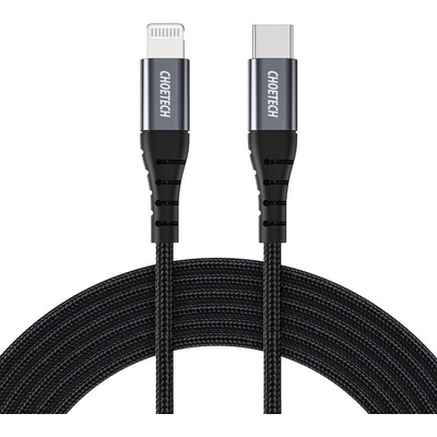 Choetech MFI сертифициран USB-C към Lightning кабел за Apple устройства с Lightning порт - Choetech Braided USB-C to Lightning Cable PD 18W (черен) (180 см) (IP0041)