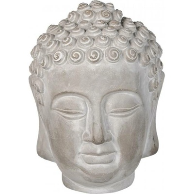 Dekorace šedá hlava Buddhy M – 15x15x19 cm