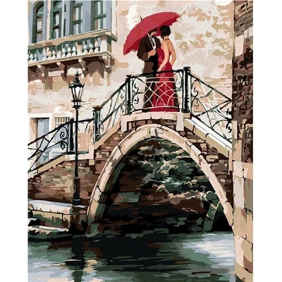 zuty Malování podle čísel pár na mostě v Benátkách Richard Macneil 80 x 100 cm bez rámu a bez vypnutí