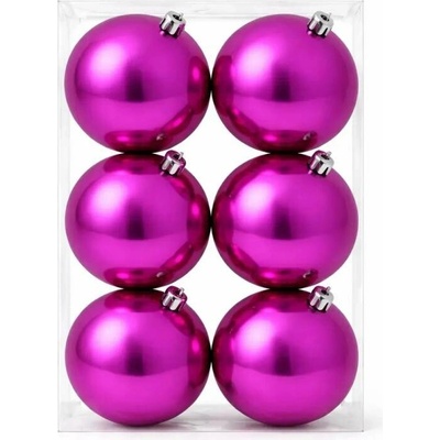 DECOLED Set Weihnachtsschmuck rosa glänzend 10 cm Kunststoffkugel, 6er-Pack