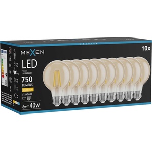 Mexen Vintis 10x LED филамент крушка E27, G80, 8W, Топла - 2700K, 750 lm, кехлибар (L155-E27-0827-50x10)
