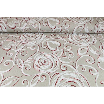 MADE IN ITALY Dekorační látka červené pivoňky, š. 140 cm Vícebarevná Šířka 140 cm