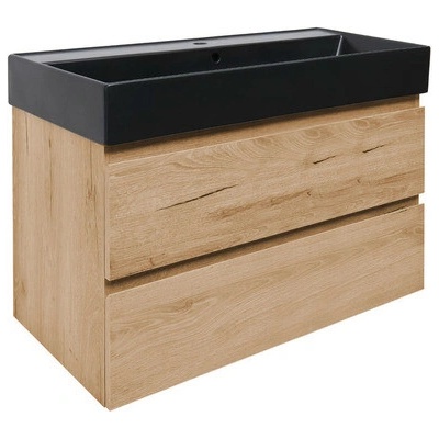 Koupelnová skříňka 2 zásuvková s umyvadlem SAT B-Way 99x50x45 cm dub mat BWAY2100OAKU2BB