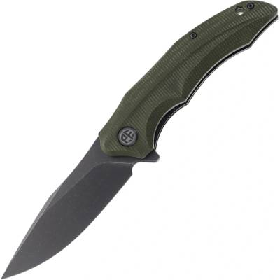 Petrified Fish PFP10 Hairtail Gray Stonewashed K110 Green Micarta PFP10GRMGAW