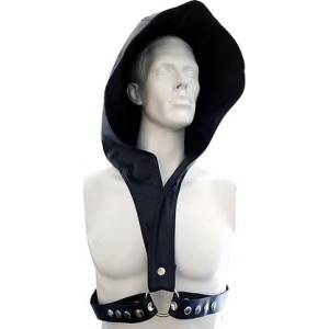 Rouge Faux Leather Harness Hoodie with Leather Strap