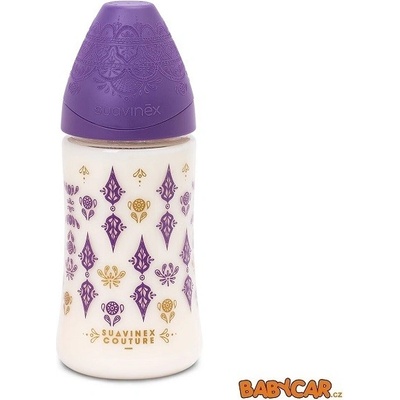Suavinex Haute Couture láhev silikonová savička premium Fialová 270 ml