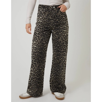 Threadbare Дънки Threadbare Women's Soleil Wide Leg Jeans - Leopard